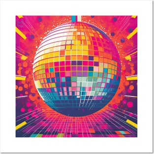 Retro Disco Ball in Pink - Trendy 80s Style T-Shirt Design Posters and Art